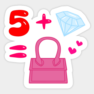 Red five diamonds in my bag Sticker